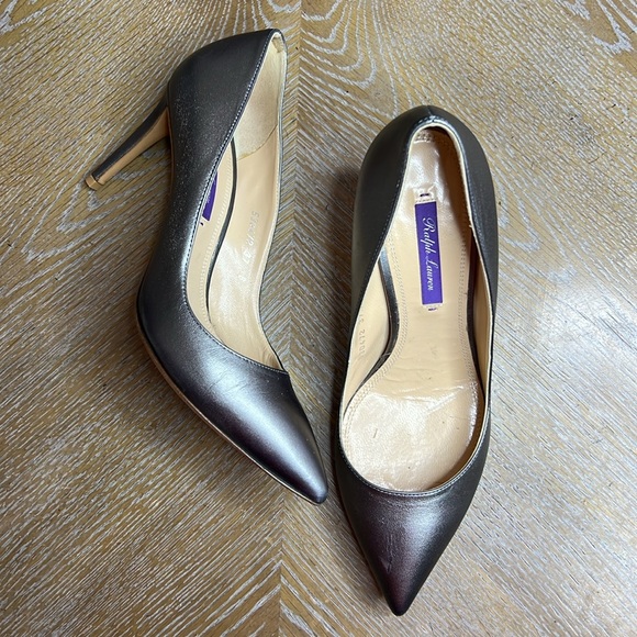 Ralph Lauren Purple Label Shoes - RALPH LAUREN PURPLE LABEL Silver Metallic Pointy Leather Pumps 37.5
